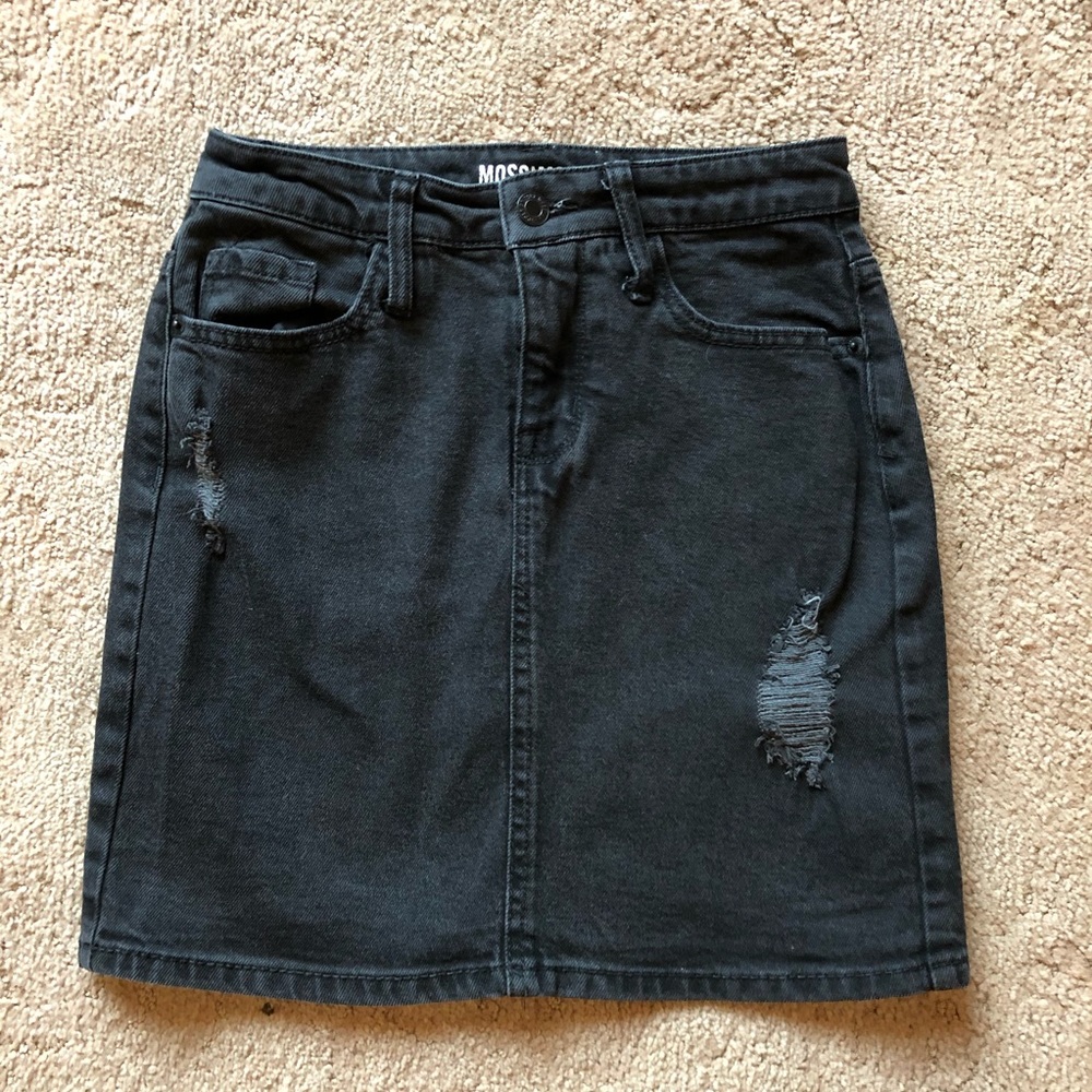 Black denim skirt